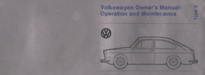 Instruction Book Cover - VW Type 3 - 1973
